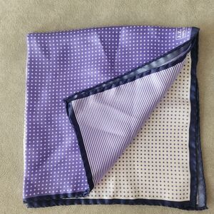 JZ Richards Pocket Square Lilac 100% silk 4 Panels Striped Made Italy New $50